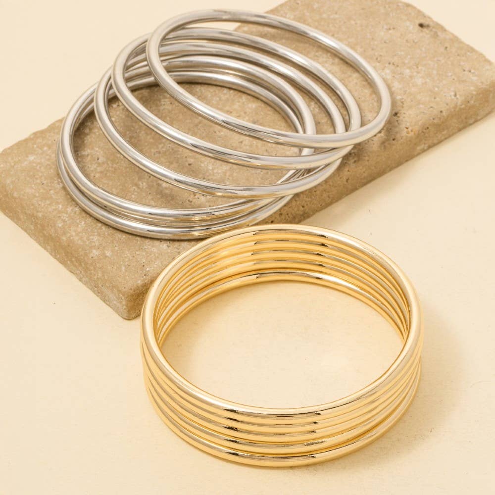 5Pc Metallic Bangle Bracelet Set