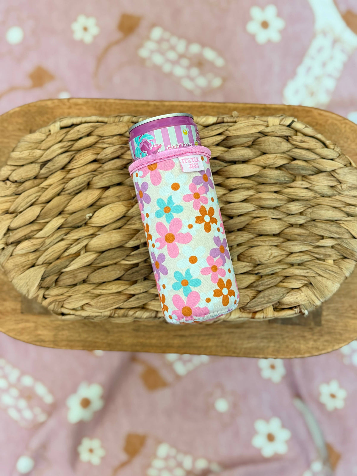 Slim Can Sleeve-Pastel Flower