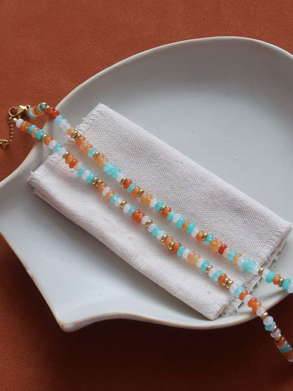Indira 18K Gold Non-Tarnish Smooth Bead Boho Necklace
