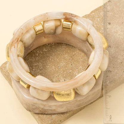 Bangle And Beads Bracelet Set