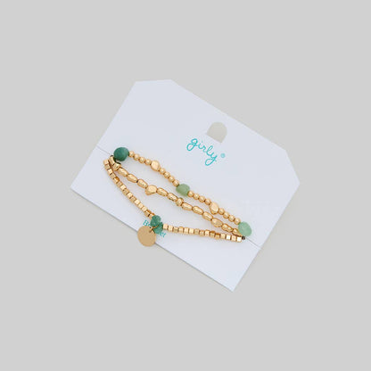 STONE AND BEADED STRETCH BRACELET