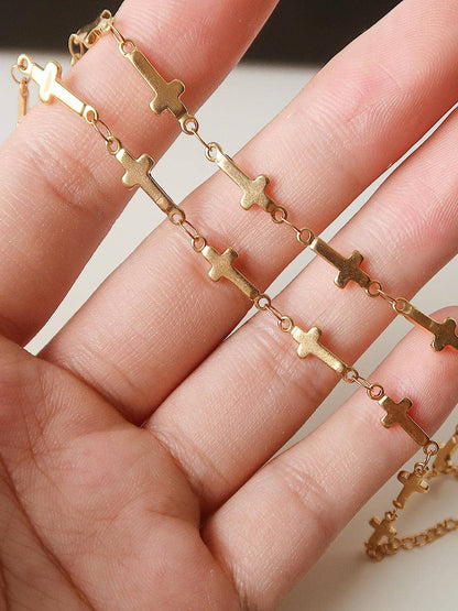 Dilara 18K Gold Non-Tarnish Cross Choker